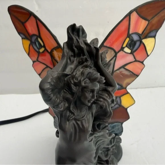 Tiffany Style Stained Glass Fairy Table Butterfly Lamp8”